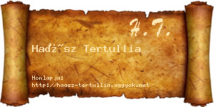 Haász Tertullia névjegykártya